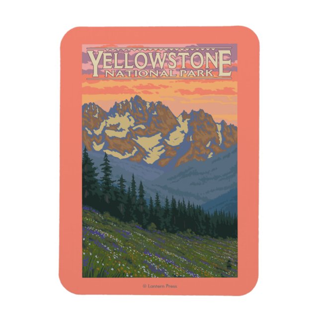 Magnet Flexible Fleurs printanières - Parc national de Yellowstone (Vertical)