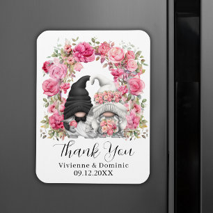 Magnet Flexible Fleurs roses Gnome Carte de remerciements Mariage