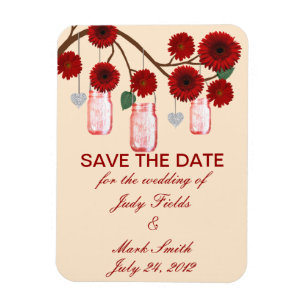 Magnet Flexible Fleurs Rouges Bocaux Mason Enregistrer L'Aimant Da