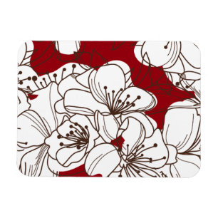 Magnet Flexible Fleurs sauvages blanches dessinées à la main sur r
