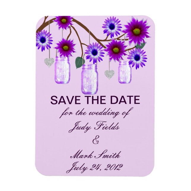 Magnet Flexible Fleurs violettes Mason Jarres Enregistrer l'aimant (Vertical)
