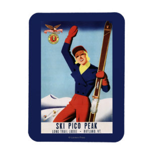 Magnet Flexible Flexible Flyer Pin-Up Skiing Girl