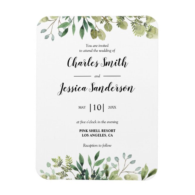 Magnet Flexible Flora Verde Invitación (Vertical)