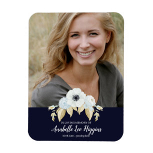 Magnet Flexible Floral Bleu Élégant Dans Love Mémoire Funérailles