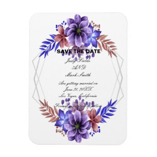 Magnet Flexible Floral D'Aquarelle Violet Et Bleu Enregistrer La D