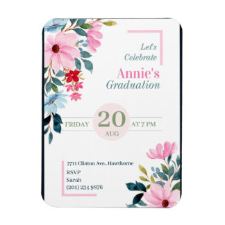 Magnet Flexible Floral Design graduation Invitation