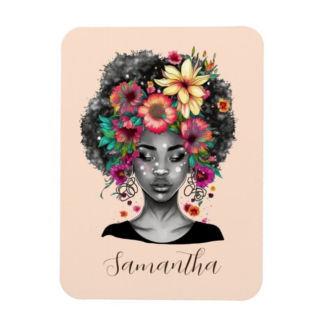 Magnet Flexible Floral Elegant Afro Femme (Vertical)