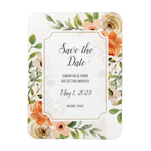 Magnet Flexible Floral en terre cuite rustique Enregistrer la date