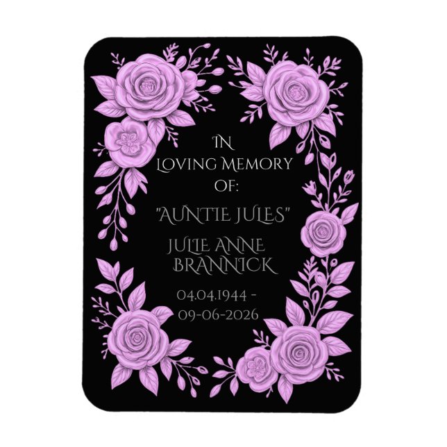 MAGNET FLEXIBLE FLORAL LAVENDER. IN LOVING MEMORY KEEPSAKE,  (Vertical)