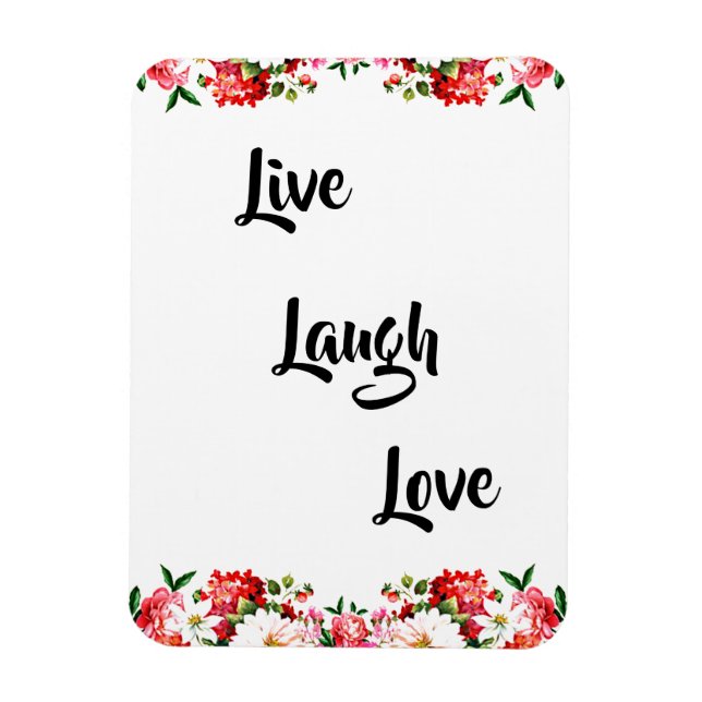 Magnet Flexible Floral "Live, Laugh, Love" Élégant (Vertical)