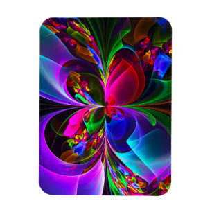 Magnet Flexible Floral moderne Art Abstrait Rouge Bleu Motif #12