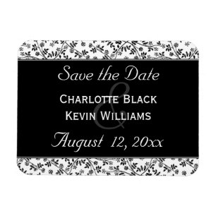 Magnet Flexible Floral noir et blanc Enregistrer l'aimant de date