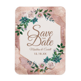 Magnet Flexible Flore d'or rose vif Enregistrer le Mariage de date