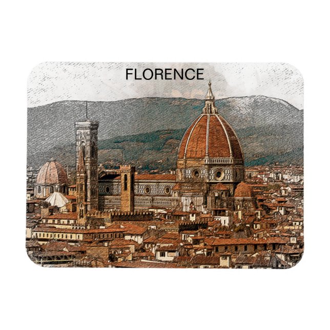 Magnet Flexible Florence Italie Duomo Cathédrale Voyage (Horizontal)