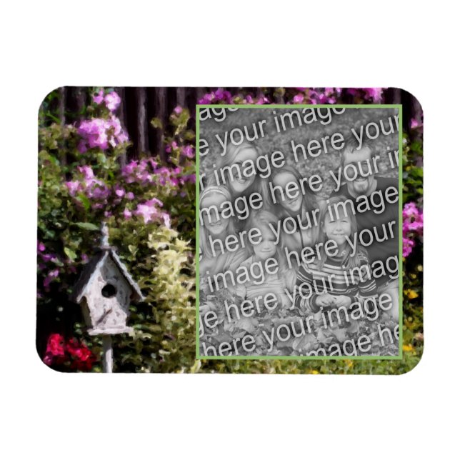 Magnet Flexible Flower Garden Bird House Peinture Ajouter Votre Ph (Horizontal)