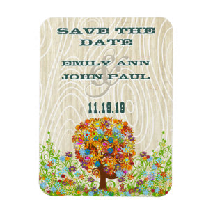 Magnet Flexible Flower Tree Wood Grain Enregistrer la date