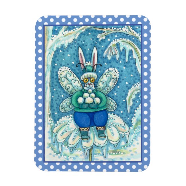 MAGNET FLEXIBLE FLUTTERBUN HIVER WONDERLAND, FUNNY BUNNY RABBIT (Vertical)