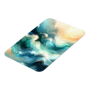Magnet Flexible Flux d'océan doré Vagues abstraites
