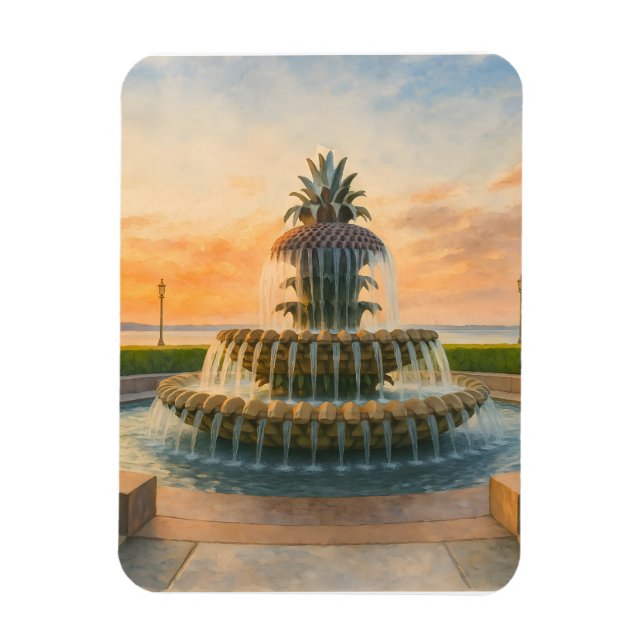 Magnet Flexible Fontaine d'ananas de Charleston Coucher du soleil (Vertical)