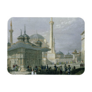 Magnet Flexible Fontaine et carré de St Sophia, Istanbul, engra