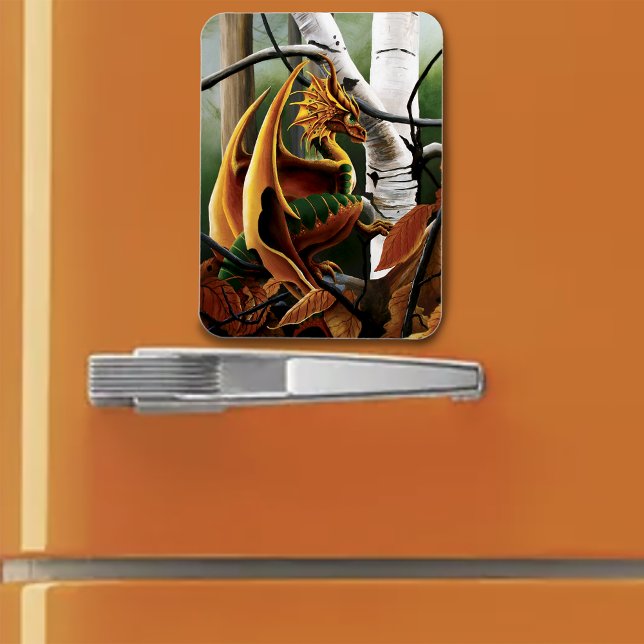 Magnet Flexible Forêt d'Automne Dragon Ambre Bouleau Fantastique (Créateur téléchargé)