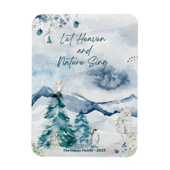 Magnet Flexible Forêt Neige Bois Animaux Arbres Ciel Nature (Vertical)
