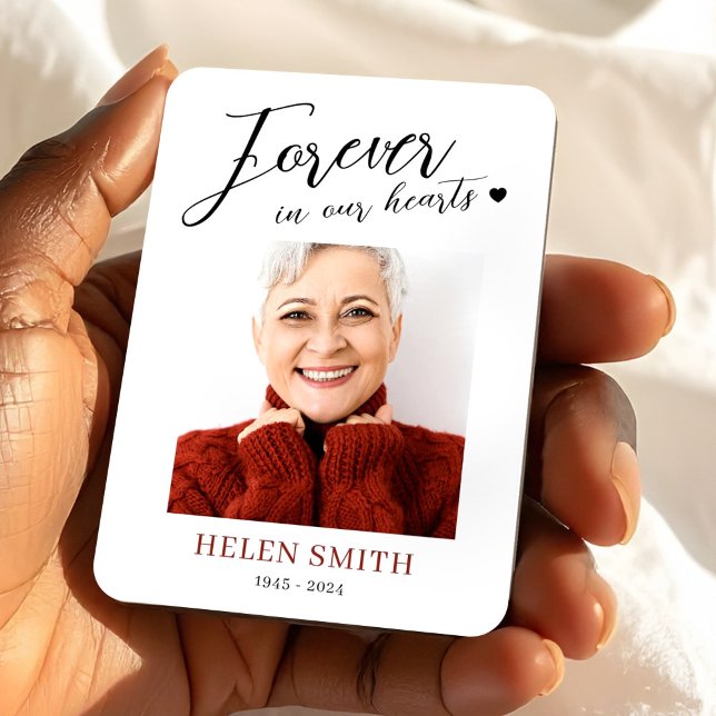 Magnet Flexible Forever in Our Hearts Memorial Funeral Photo (Forever in Our Hearts Memorial Funeral Photo Magnet, Loss of Mom Gift)