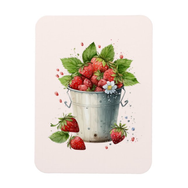 Magnet Flexible Fraises fraîches cuites dans un seau (Vertical)