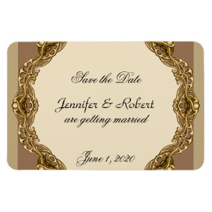 Magnet Flexible Frame victorien en mariage d'or Enregistrer la dat