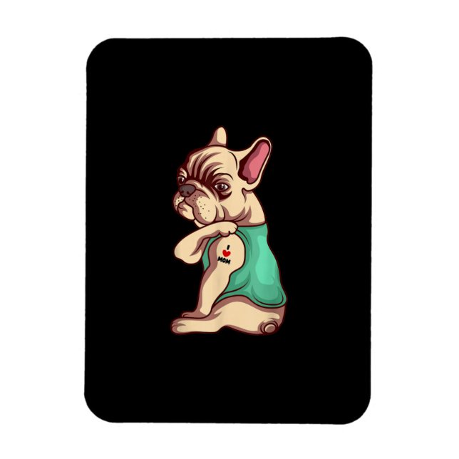 Magnet Flexible français bulldog i love maman tatouage amant cadea (Vertical)