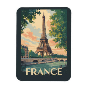 Magnet Flexible France Tour Eiffel Voyage Art Rétro