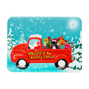 Magnet Flexible French Bulldog Christmas Santa Delivery Truck