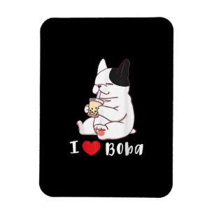 Magnet Flexible french bulldog j'aime boba bulbe lait cadeau thé