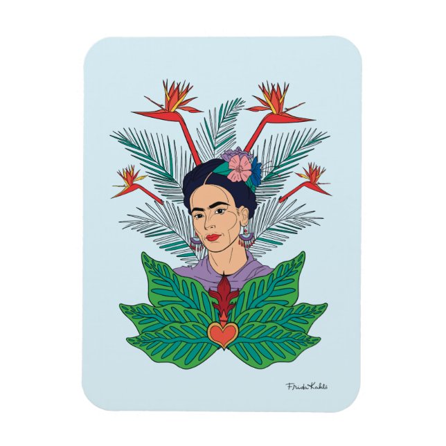Magnet Flexible Frida Kahlo | Oiseaux de Paradis Floral Graphic (Vertical)