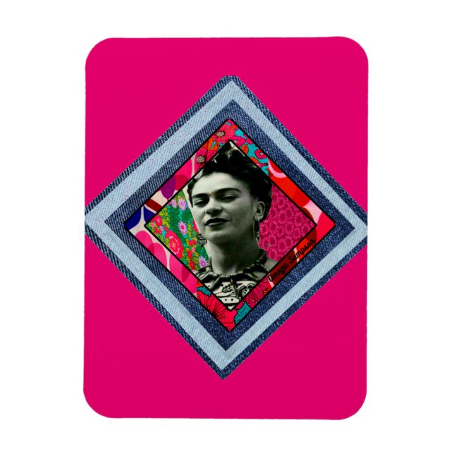 Magnet Flexible Frida Kahlo Retro Denim Diamond (Vertical)