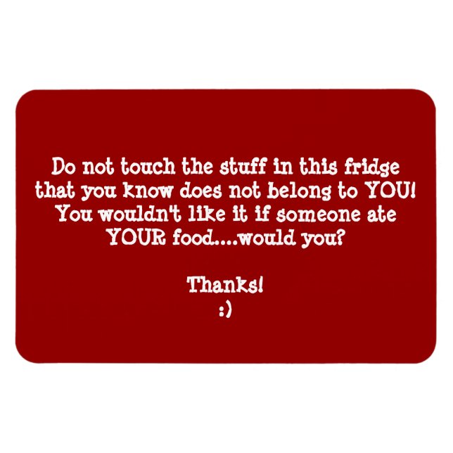 Magnet Flexible Fridge Food Thief Avertissement-Customisez-Le. (Horizontal)