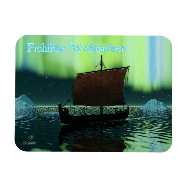 Magnet Flexible Frohliche Weihnachten - Viking Ship (Horizontal)