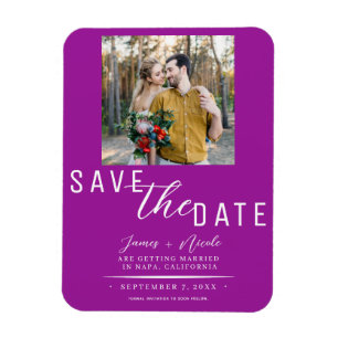 Magnet Flexible Fuchsia Rose Save the Date Photo Mariage