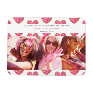Magnet Flexible Fucshia Heart Best Friends Photo Happy Valentine's