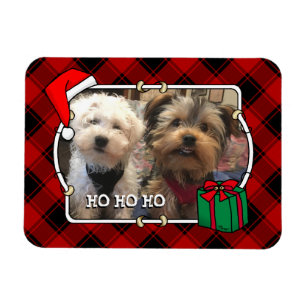 Magnet Flexible Fun Custom Christmas Red & Black Plaid Photo Cadre