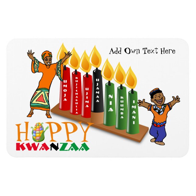 Magnet Flexible Fun Happy Kwanzaa 7 Principes Personnalisés (Horizontal)