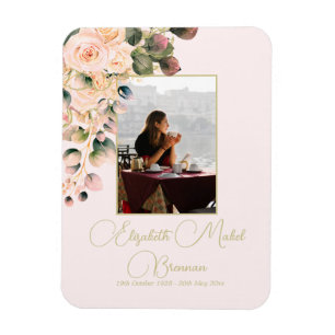 Magnet Flexible Funérailles Memorial Photo Elegant rose Rose Flora