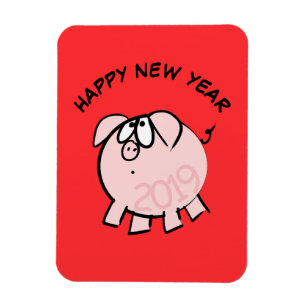 Magnet Flexible Funny 4 Dessin Illustration Cochon Année 2019 Rec