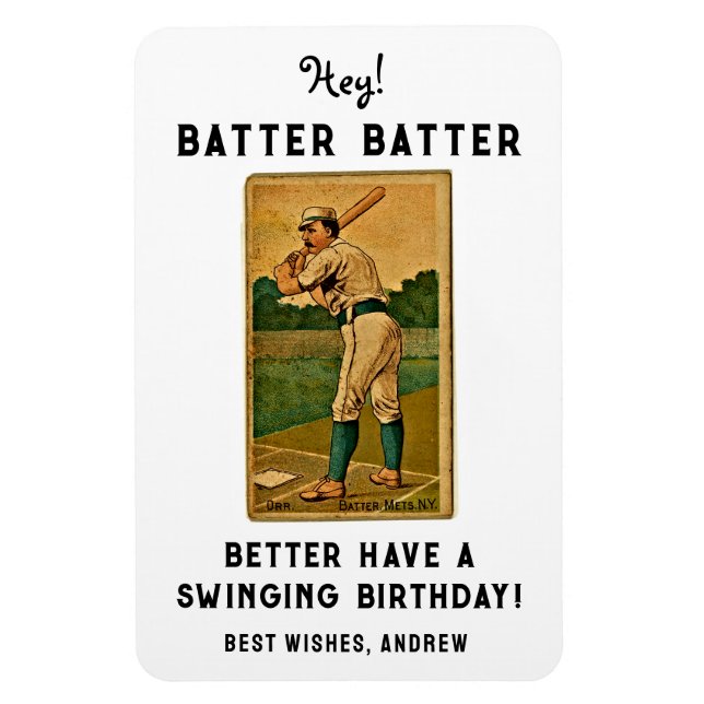 Magnet Flexible Funny Baseball Carte cadeau d'anniversaire (Vertical)