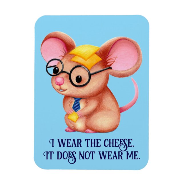 Magnet Flexible Furry Cheese Man Business Mouse Tie Glasses Nerdy (Vertical)