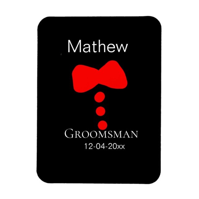 Magnet Flexible garçon d'honneur ajoutez nom année chemise cravate (Vertical)