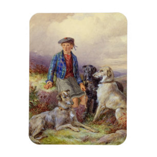 Magnet Flexible Garçon écossais avec des chiens-loup dans un