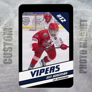 Magnet Flexible Gardien de hockey Cadeau Sur fond bleu vibrant noi