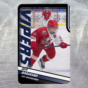 Magnet Flexible Gardien de hockey sur glace Cadeau sur fond bleu d