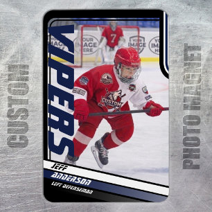 Magnet Flexible Gardien de hockey sur glace Cadeau sur fond bleu d